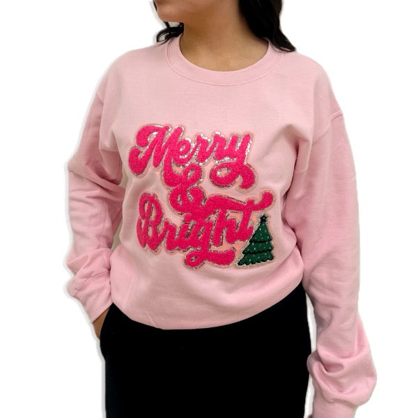 Merry & Bright Pink Sweatshirt (Pre-Order)